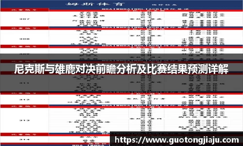 尼克斯与雄鹿对决前瞻分析及比赛结果预测详解